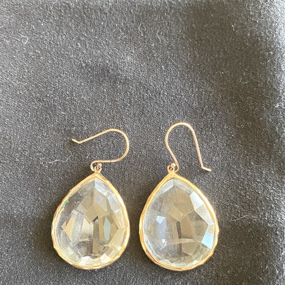 Ippolita Large Clear Quartz and Gold Teardrop Earrings